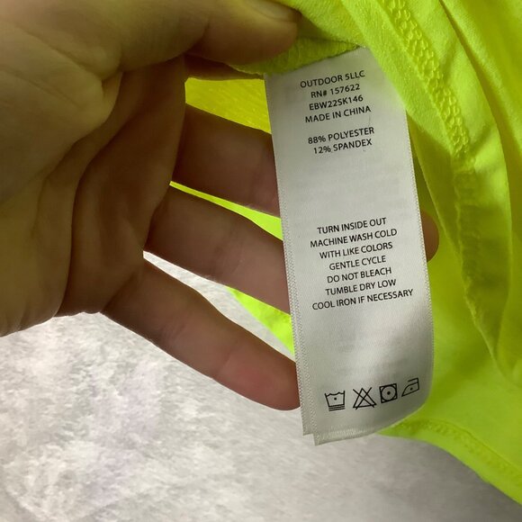 Eddie Bauer V-Neck Back Athletic Active Top Shirt Neon Yellow Women Size Small - Picture 6 of 11